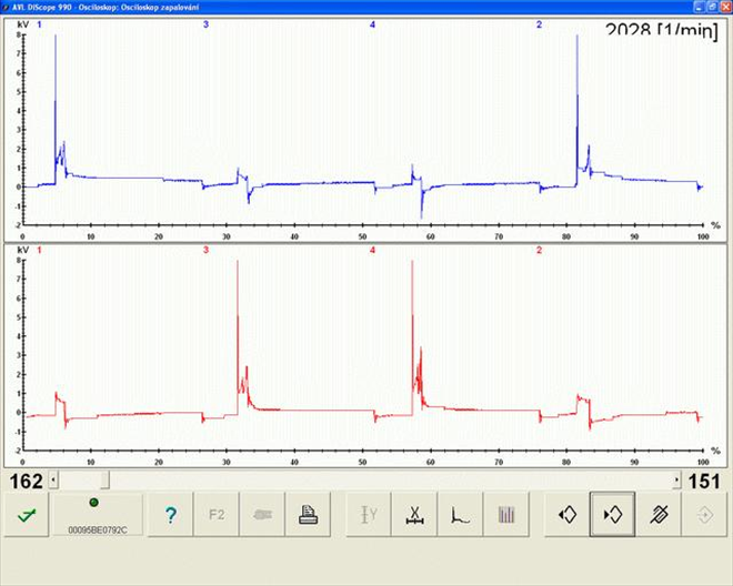 osciloskop zapalování - akcelerace 1