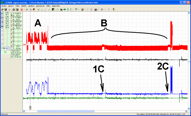 Das Fahrzeug fährt mit einer reduzierten Lesitung (B)...