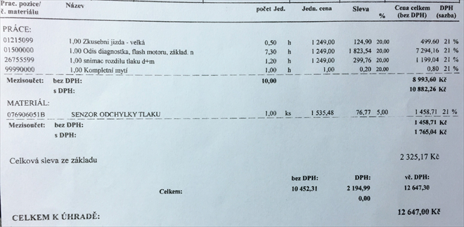 Umytí za korunu a diagnostika bez úspěchu za desítku