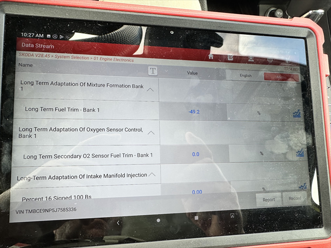 OEM diagnostics display several forms of adaptives