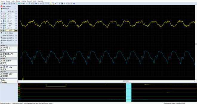 Dynamic air pulsations in the exhaust (ignition disconnected)