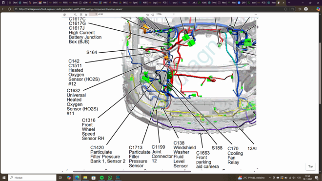 Poškozený kabelový svazek (vedoucí ze svorkovnice "C" ECU motoru